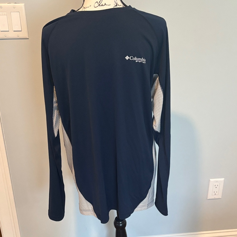 Columbia Dark Blue Long Sleeve Shirt with White Accents